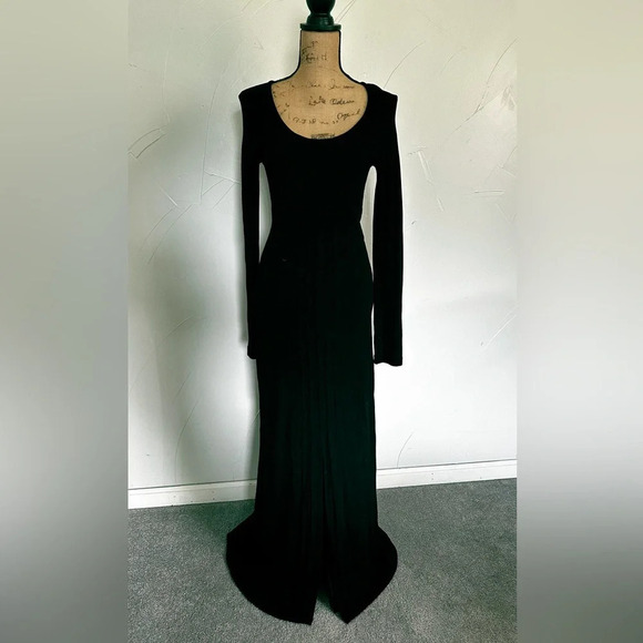 🍓 MORGAN De Toi 🍓 Made in France Black Long Koskas Dress FR10 - Picture 1 of 5